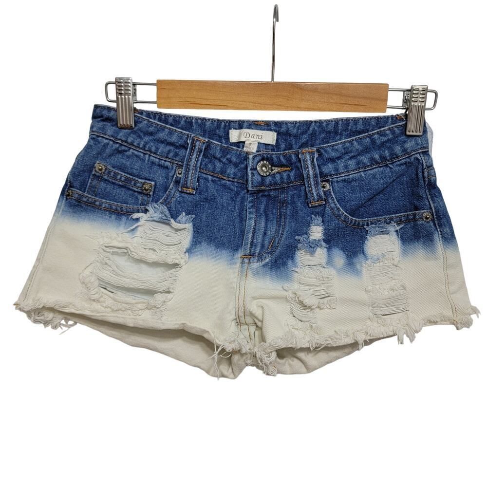 Dani Bleach Dip Dye Distressed Cutoff Jean Shorts Boho Festival Size S